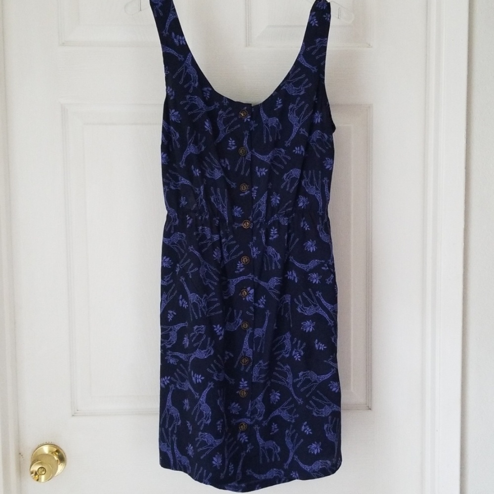 Navy Open Back Dress W/Pockets